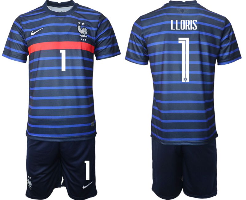 Men 2020-2021 European Cup France home blue #1 Soccer Jersey->france jersey->Soccer Country Jersey